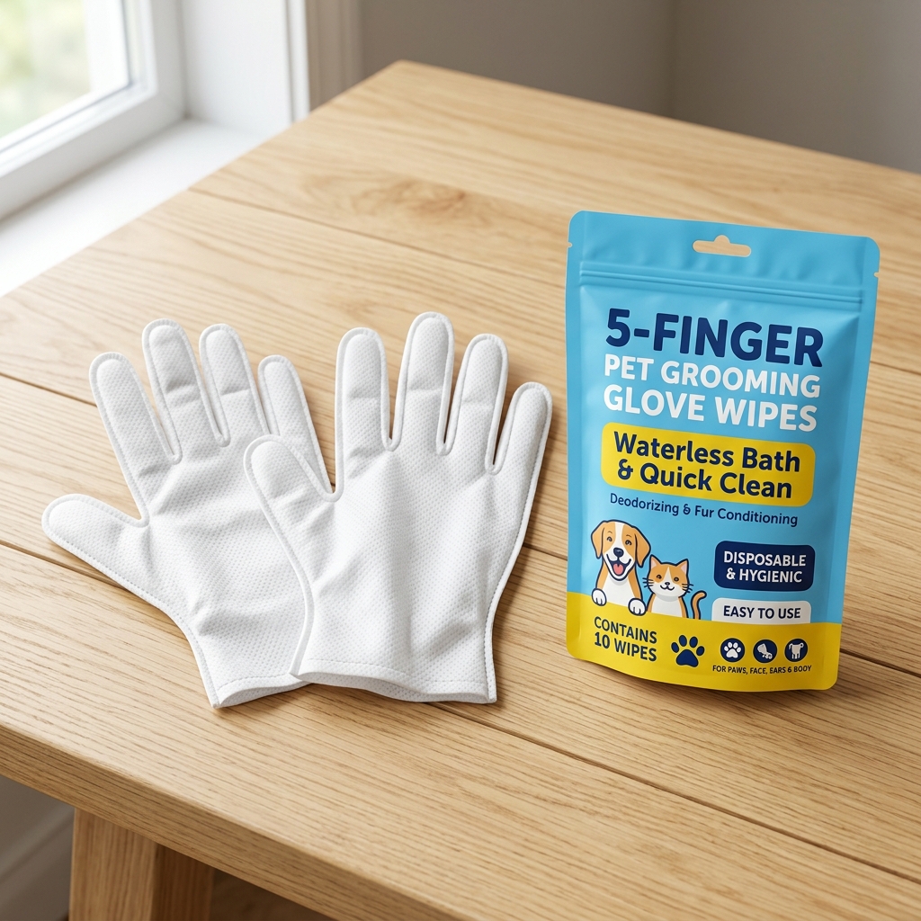 Five-Finger Pet Cleaning Glove Wipes