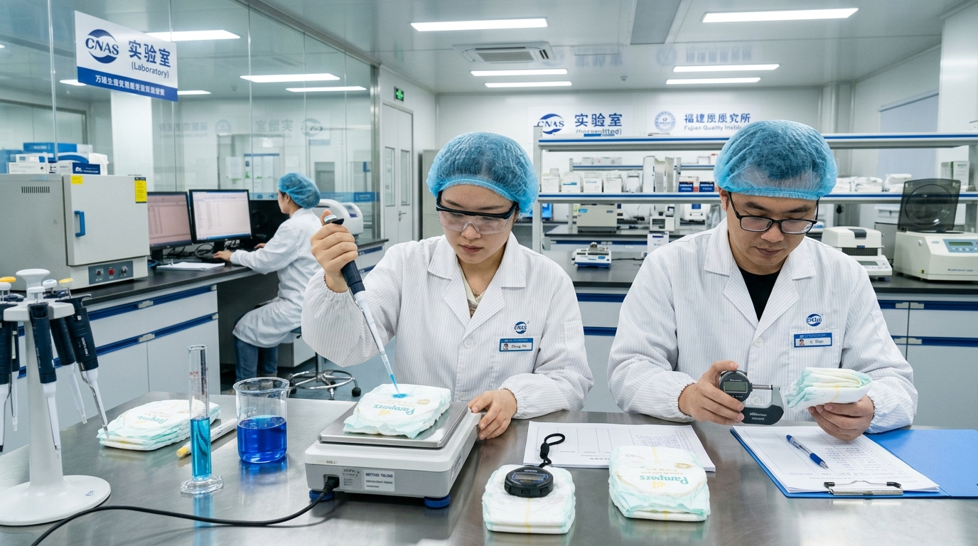 QC team in full protective gear conducting absorption and rewet testing